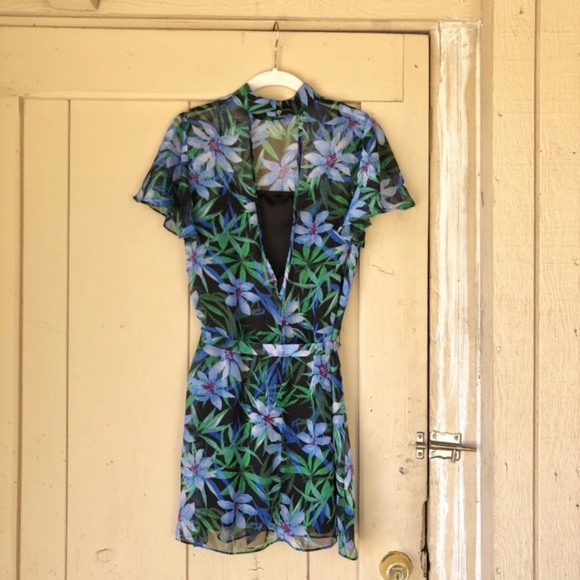 Forever 21 Dresses & Skirts - Blue and Green Floral Chiffon Dress